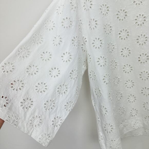 Madewell Embroidered Wide Sleeve Boxy Tee White Cotton Oversized XS NWT - Picture 11 of 13